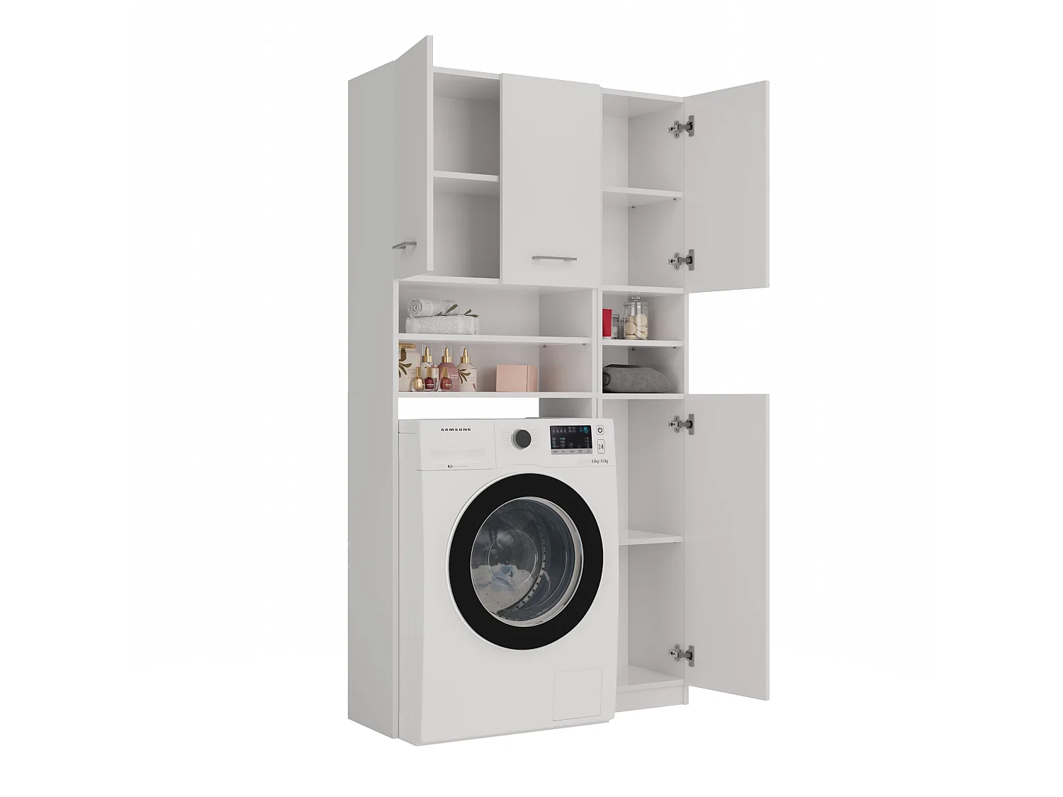 Mobile lavatrice moderno 96x180 cm con colonna laterale bianco opaco MLT9