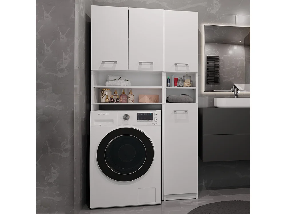 Mobile lavatrice moderno 96x180 cm con colonna laterale bianco opaco MLT9