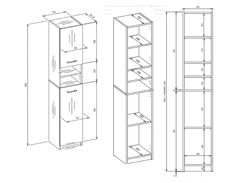 Mobile lavatrice moderno 96x180 cm con colonna laterale bianco opaco MLT9
