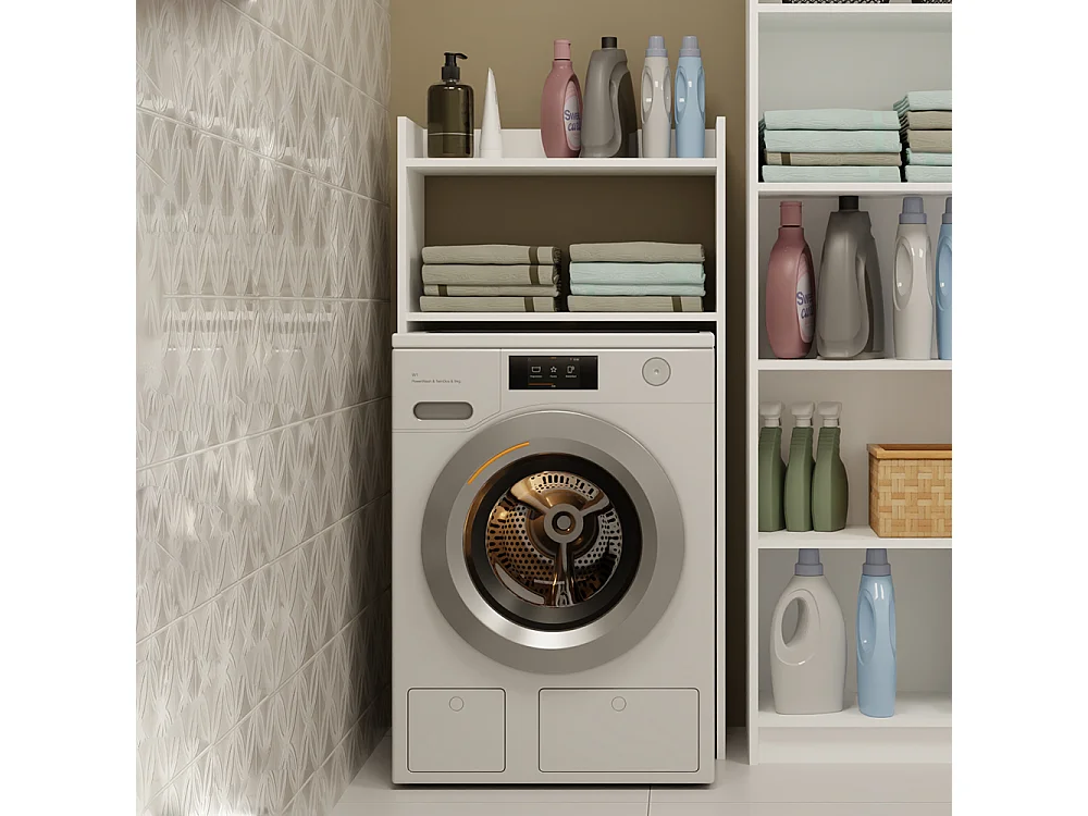 Mobile lavatrice 64x126 cm con 2 ripiani bianco opaco MLT6