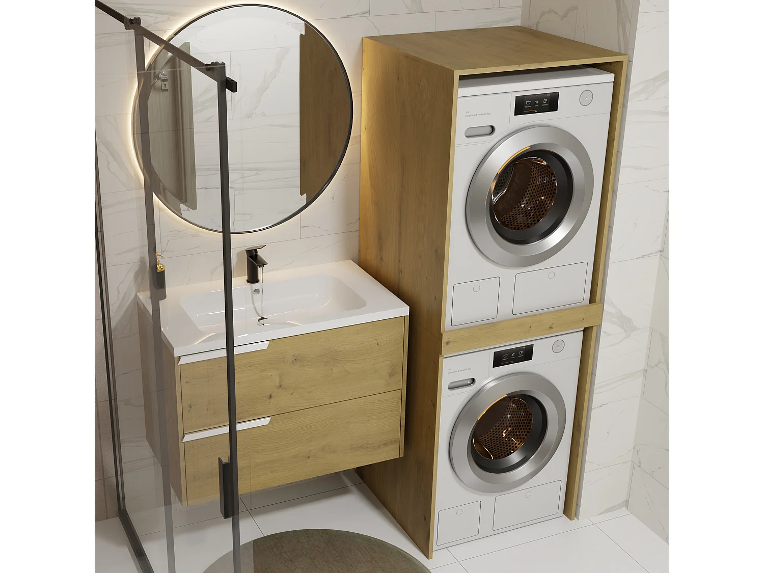 Mobile lavatrice e asciugatrice 64x180 cm rovere MLT3