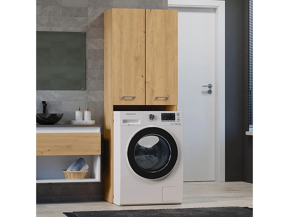 Mobile lavatrice moderno 64x180 cm con 3 ripiani rovere MLT8