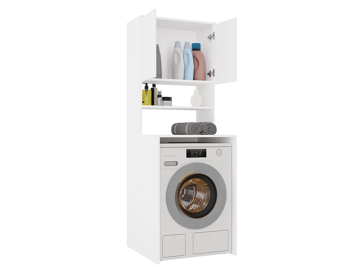 Mobile per lavatrice 64x180 cm con 2 ante e mensola bianco opaco MLT2