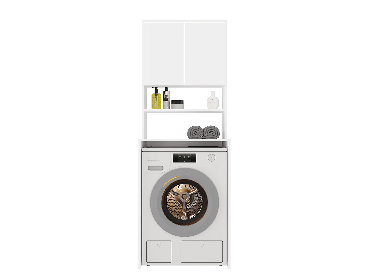 Mobile per lavatrice 64x180 cm con 2 ante e mensola bianco opaco MLT2