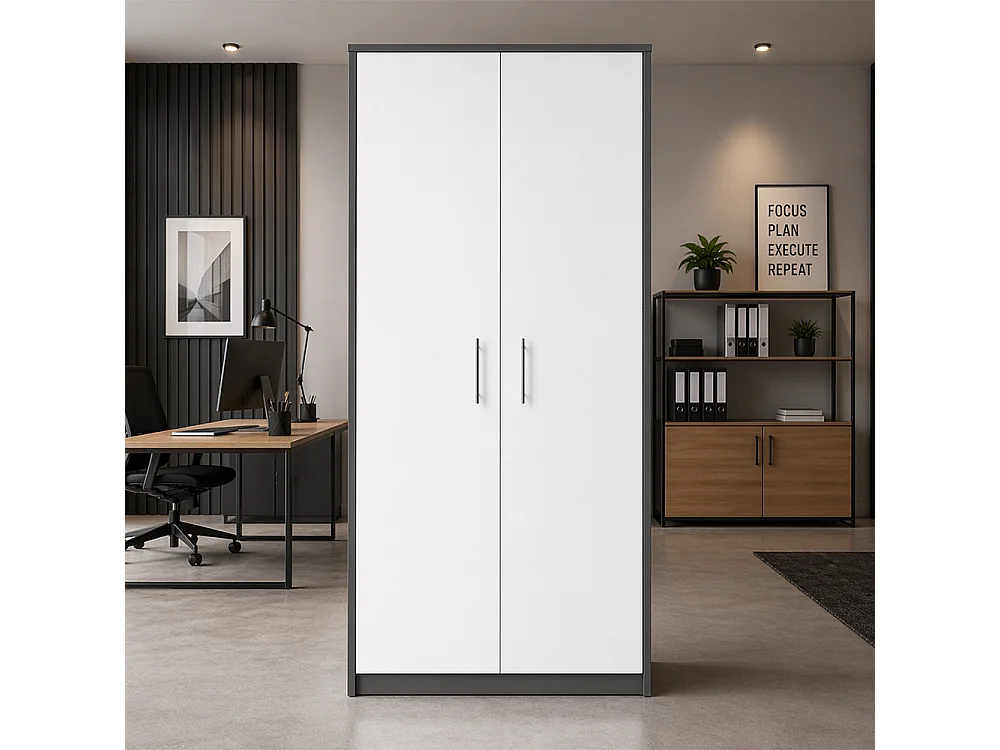 Armadio ufficio 74x180x35 cm bianco/antracite AT1