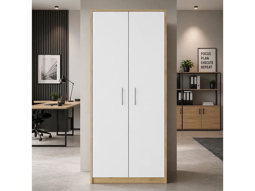 Armadio ufficio 74x180x35 cm rovere/bianco AT1