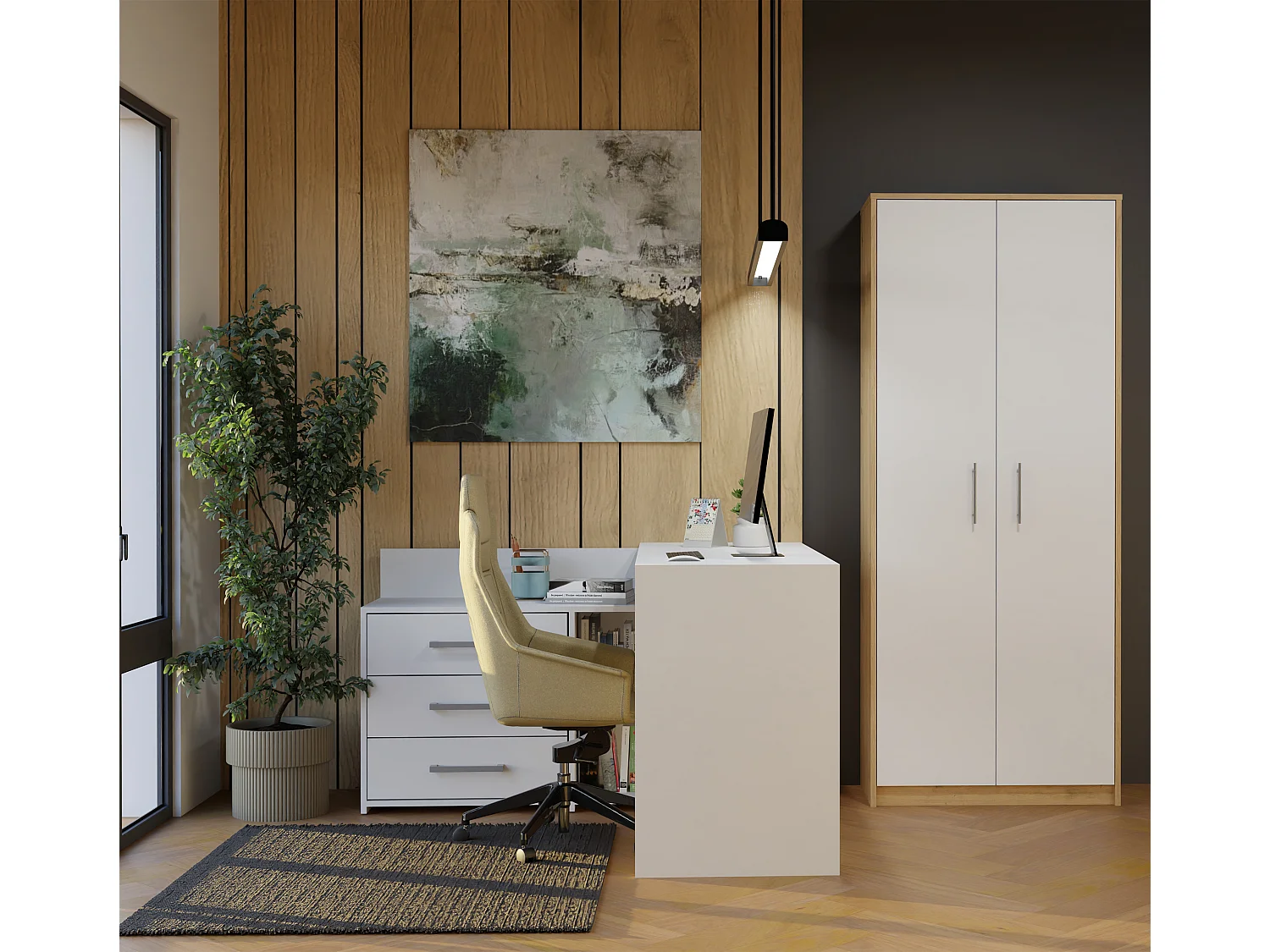 Armadio ufficio 74x180x35 cm rovere/bianco AT1