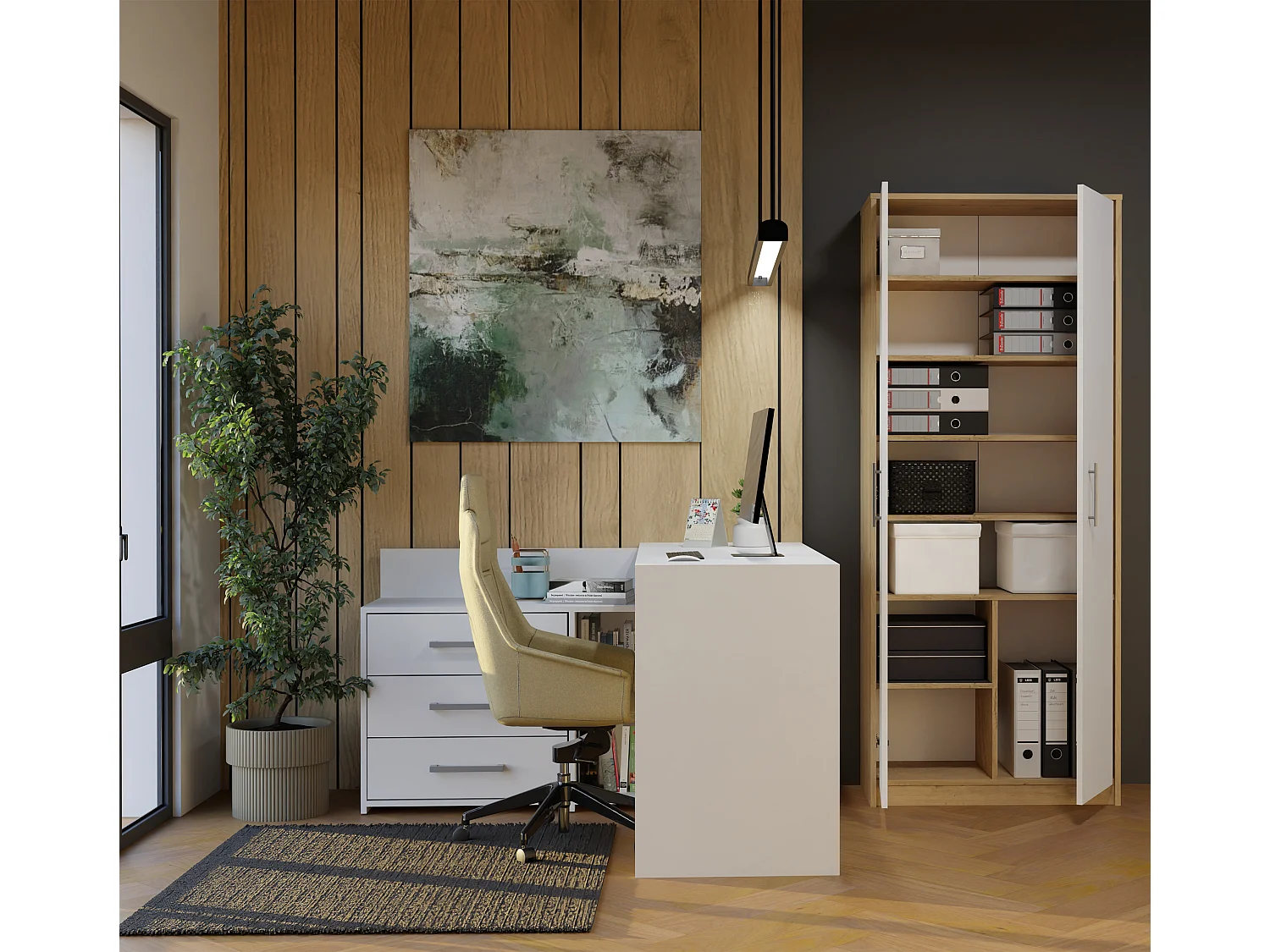 Armadio ufficio 74x180x35 cm rovere/bianco AT1