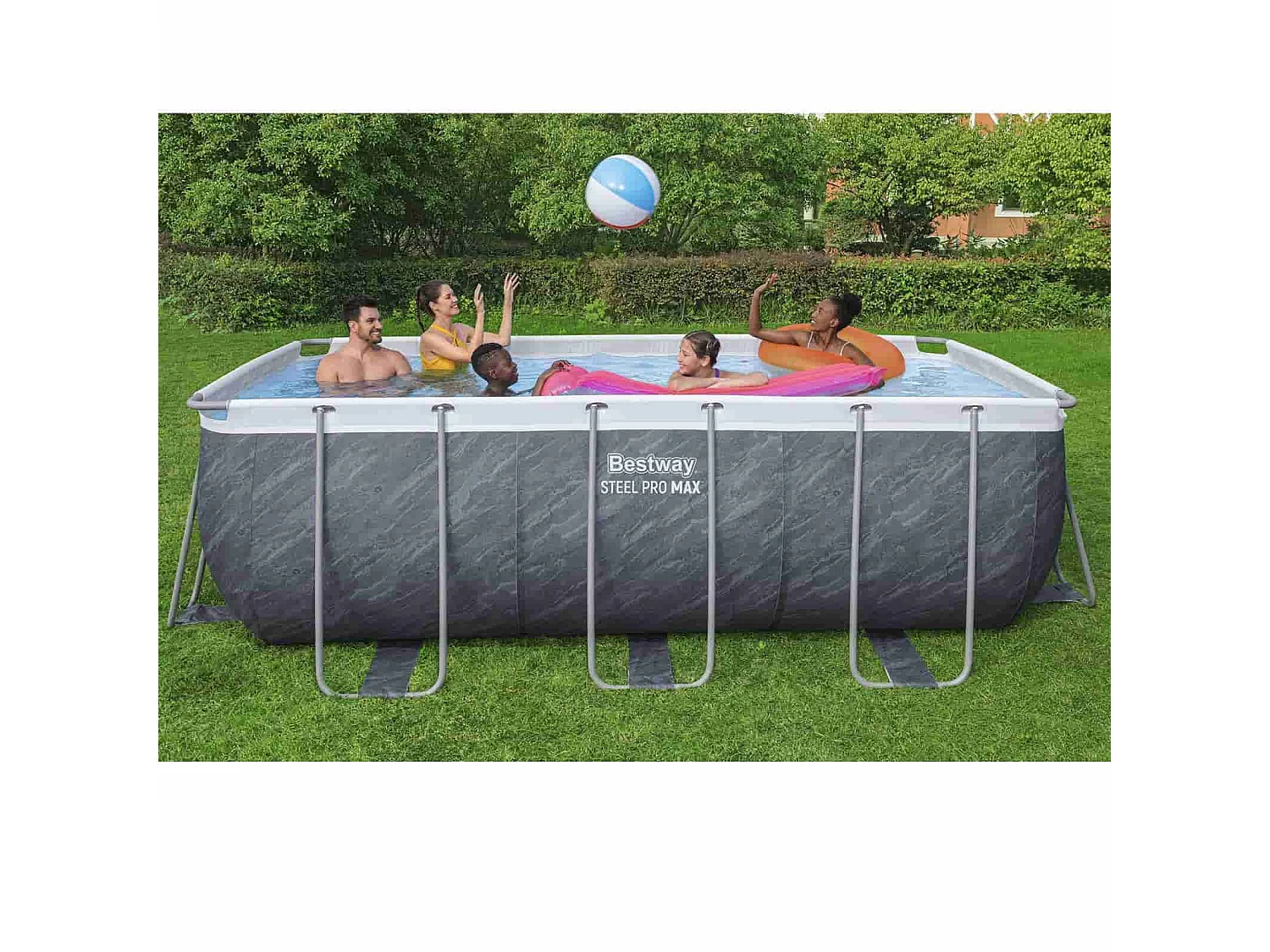 Piscine tubulaire rectangulaire Bestway Steel Pro Max 56722 412 x 201 x 122 cm grise