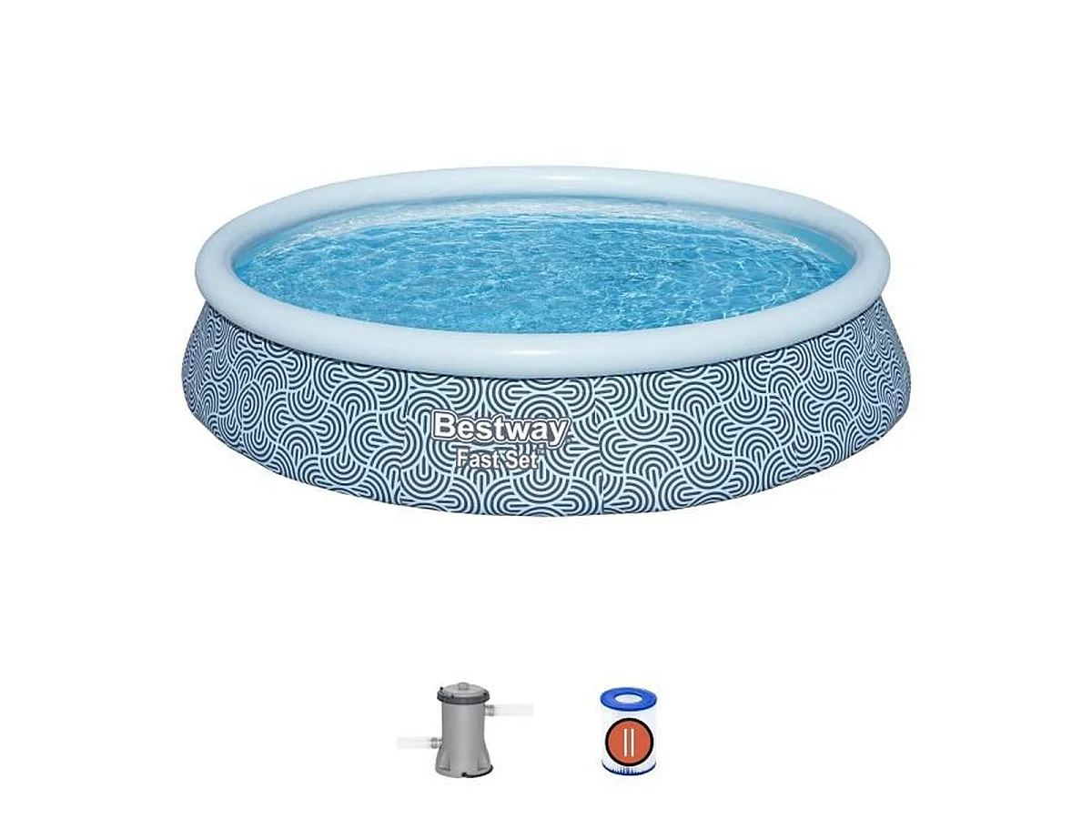 Piscine autoportante Bestway Fast Set ronde 3,96 m x 84 cm avec filtre à cartouche (Modèle 57376)