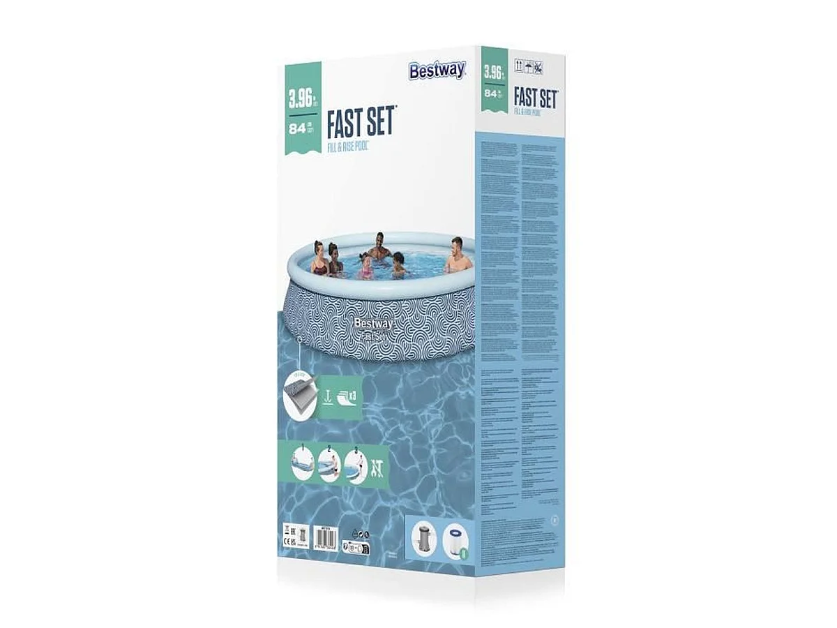 Piscine autoportante Bestway Fast Set ronde 3,96 m x 84 cm avec filtre à cartouche (Modèle 57376)