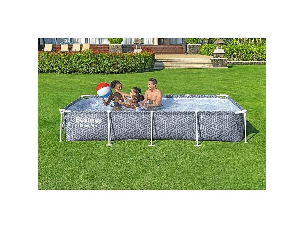 BESTWAY Steel Pro™ Piscine tubulaire rectangulaire 366 x 201 x 66 cm - Gris graphique