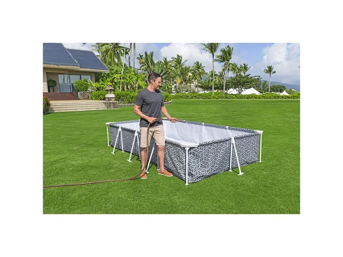BESTWAY Steel Pro™ Piscine tubulaire rectangulaire 366 x 201 x 66 cm - Gris graphique