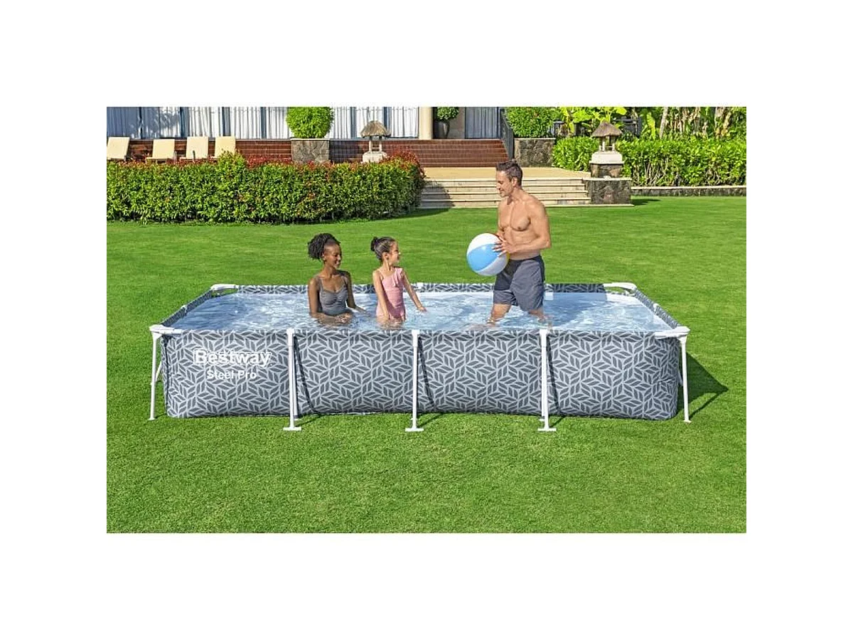 BESTWAY Steel Pro™ Piscine tubulaire rectangulaire 366 x 201 x 66 cm - Gris graphique