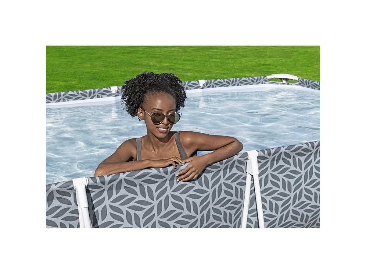 BESTWAY Steel Pro™ Piscine tubulaire rectangulaire 366 x 201 x 66 cm - Gris graphique