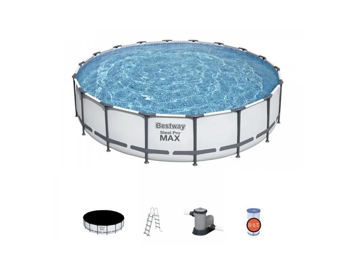 Bestway Steel Pro Max Kit Piscine Hors-sol Tubulaire Ø5,49 m x H 1,22 m