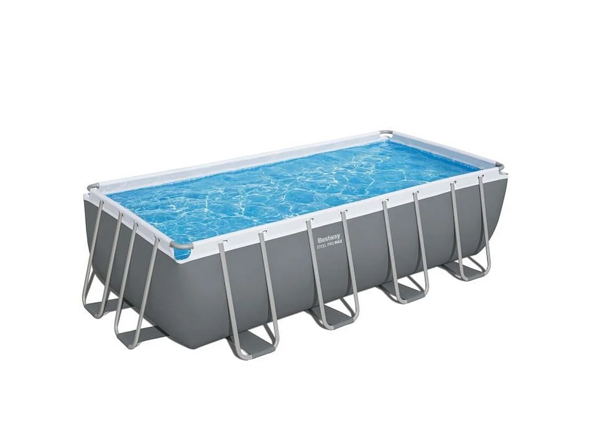 Bestway Steel Pro Max Rechteckiger Tubular Pool 488x244x122 cm mit Sandfilterpumpe, Leiter und Abdeckung
