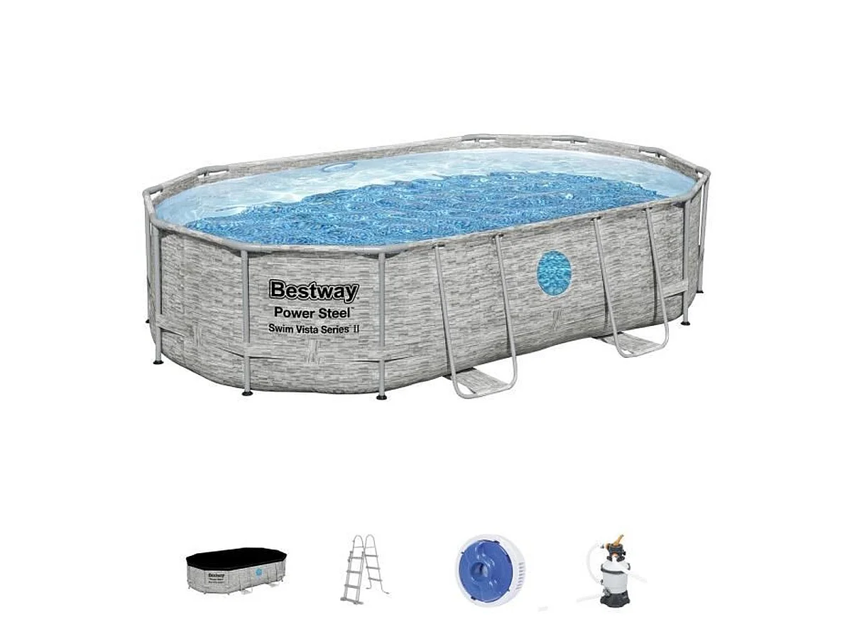 Piscine hors-sol ovale Bestway Steel Pro Max Splashview 488 x 305 x 107 cm