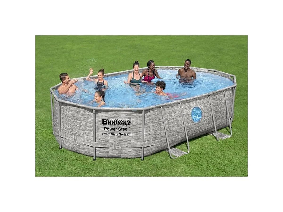 Piscine hors-sol ovale Bestway Steel Pro Max Splashview 488 x 305 x 107 cm
