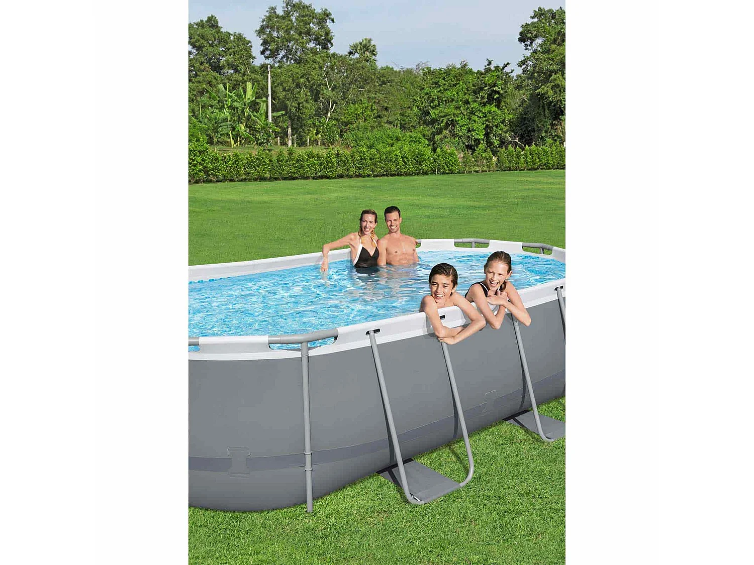 Piscine hors sol tubulaire BESTWAY Steel Pro MAX ovale 427 x 250 x 100 cm avec pompe filtre cartouche Gris