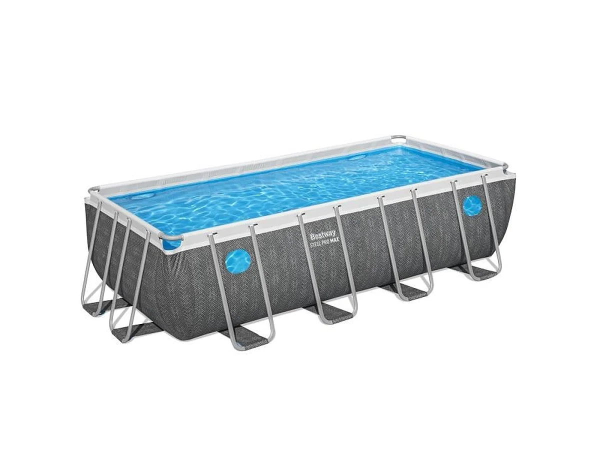 Piscine tubulaire rectangulaire Bestway Steel Pro MAX Splashview 488 x 244 x 122 cm gris