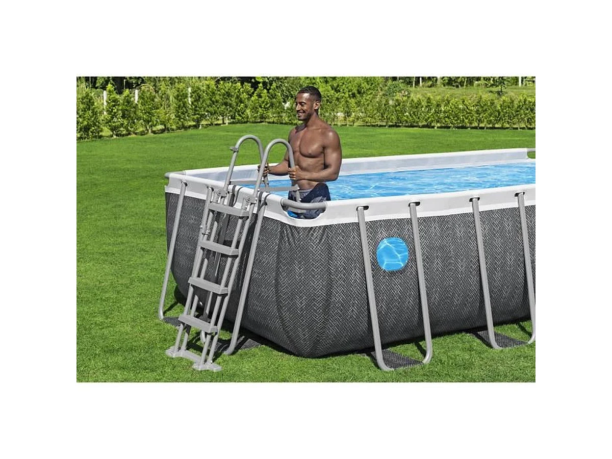 Piscine tubulaire rectangulaire Bestway Steel Pro MAX Splashview 488 x 244 x 122 cm gris