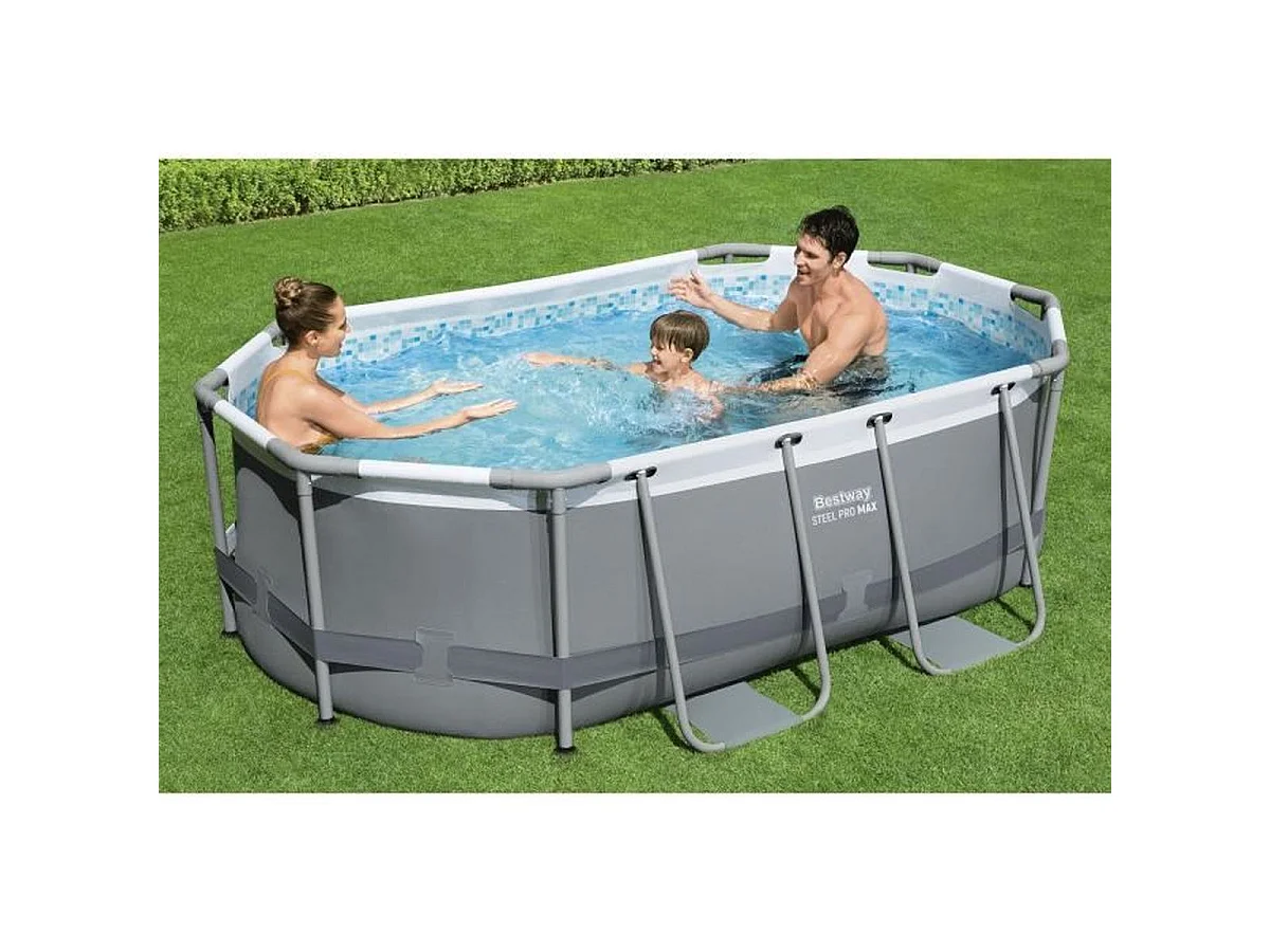 BESTWAY Steel Pro Max Piscine tubulaire ovale 305 x 200 x 84 cm avec filtration cartouche