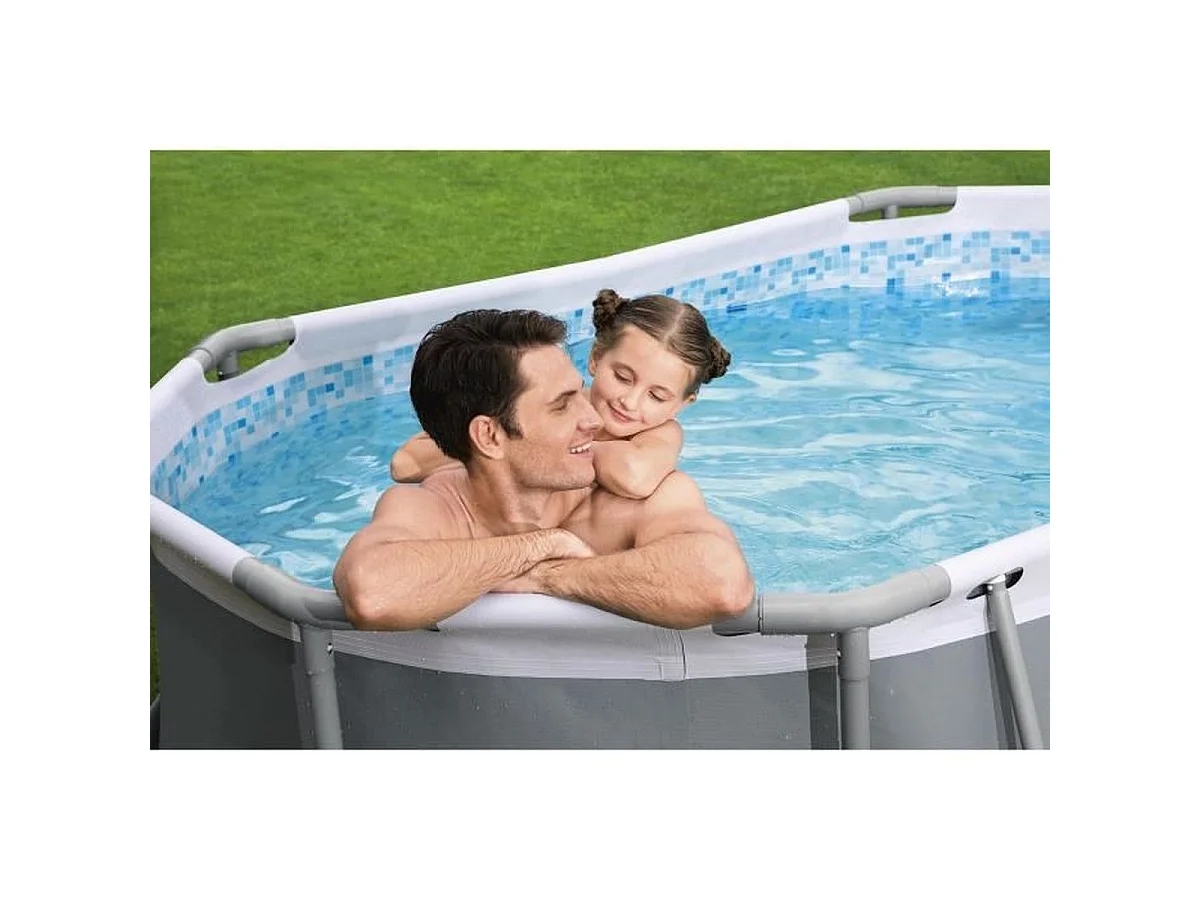 BESTWAY Steel Pro Max Piscine tubulaire ovale 305 x 200 x 84 cm avec filtration cartouche