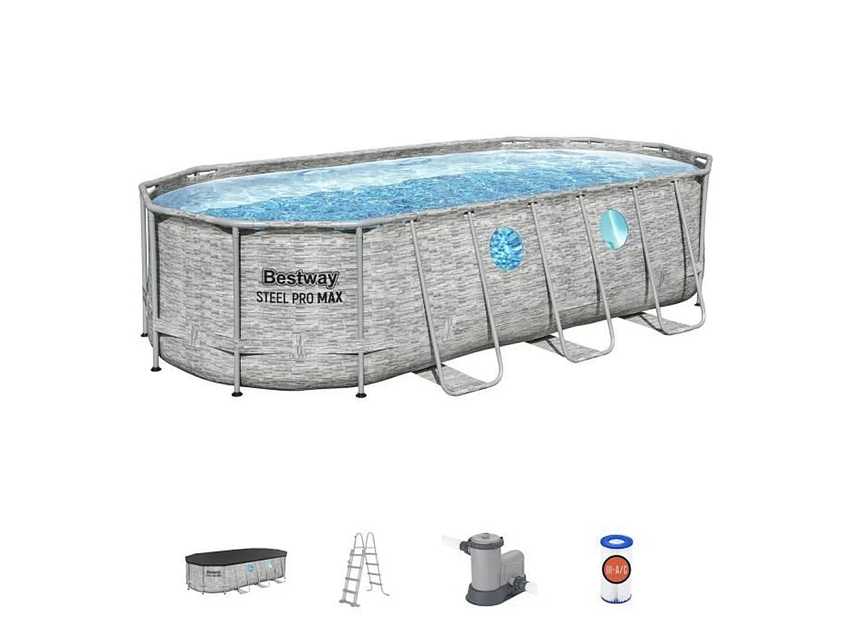 Piscine hors-sol ovale BESTWAY Steel Pro Max Splashview 549 x 274 x 122 cm