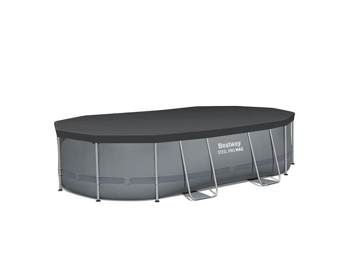 BESTWAY Steel Pro Max Piscine Tubulaire Ovale 488 x 305 x 107 cm avec Filtration à Cartouche et Échelle