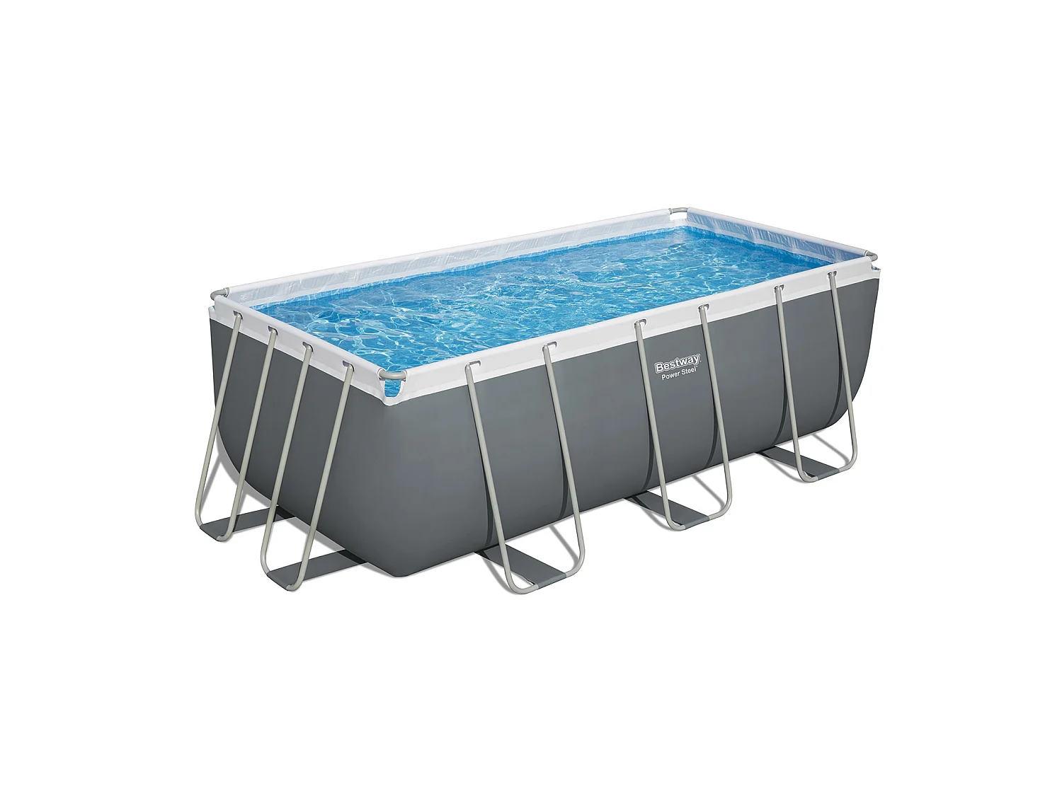 Piscine tubulaire Bestway Power Steel 4,12 x 2,01 x 1,22 m en gris avec filtration à sable
