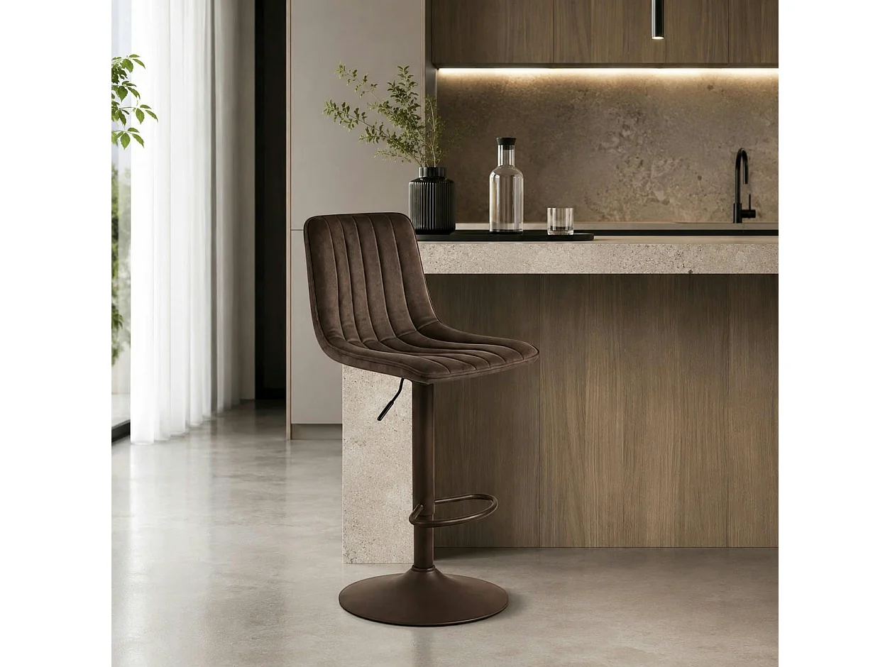 Tabouret de bar réglable marron coutures verticales (x2) LORA