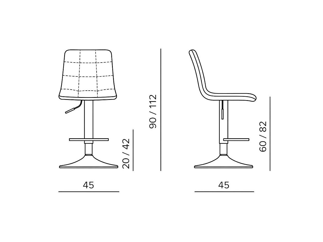 Tabouret de bar réglable marron coutures verticales (x2) LORA