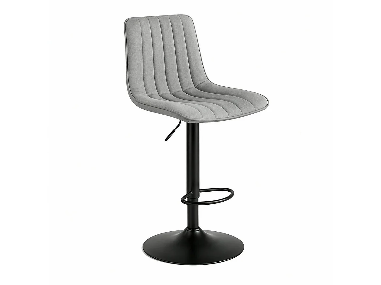 Tabouret de bar réglable gris clair coutures verticales (x2) LORA
