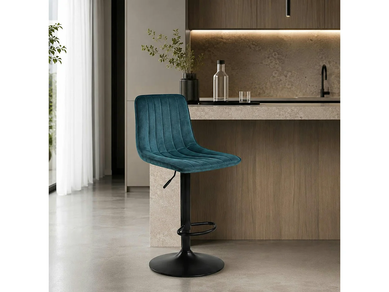 Tabouret de bar réglable bleu coutures verticales (x2) LORA