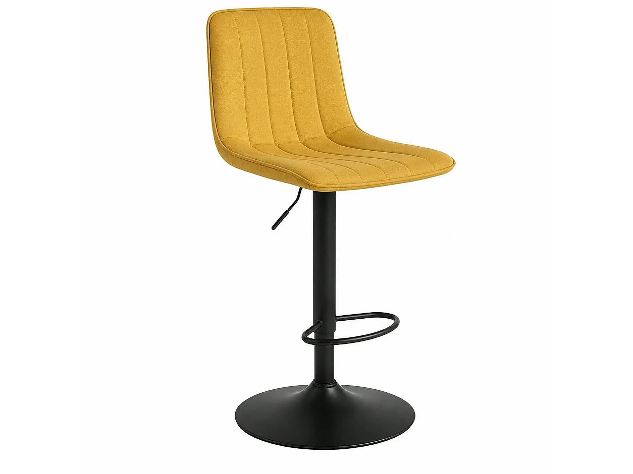 Tabouret de bar réglable jaune coutures verticales (x2) LORA