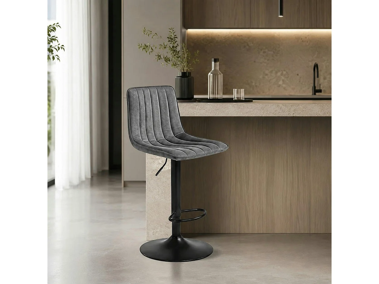 Tabouret de bar réglable gris foncé coutures verticales (x2) LORA