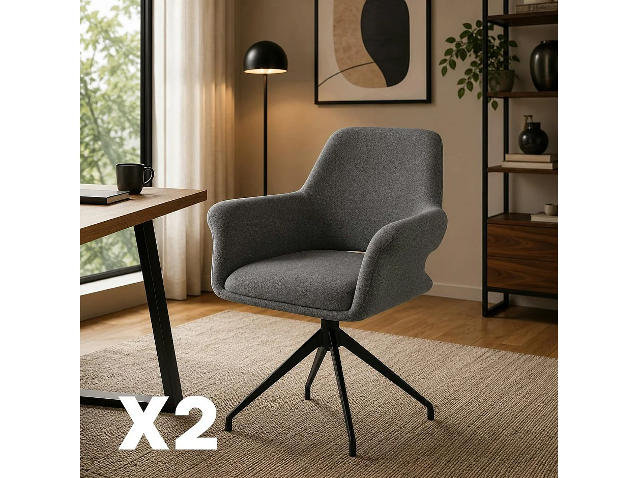 Fauteuil de table pivotant gris foncé (x2) AUREN