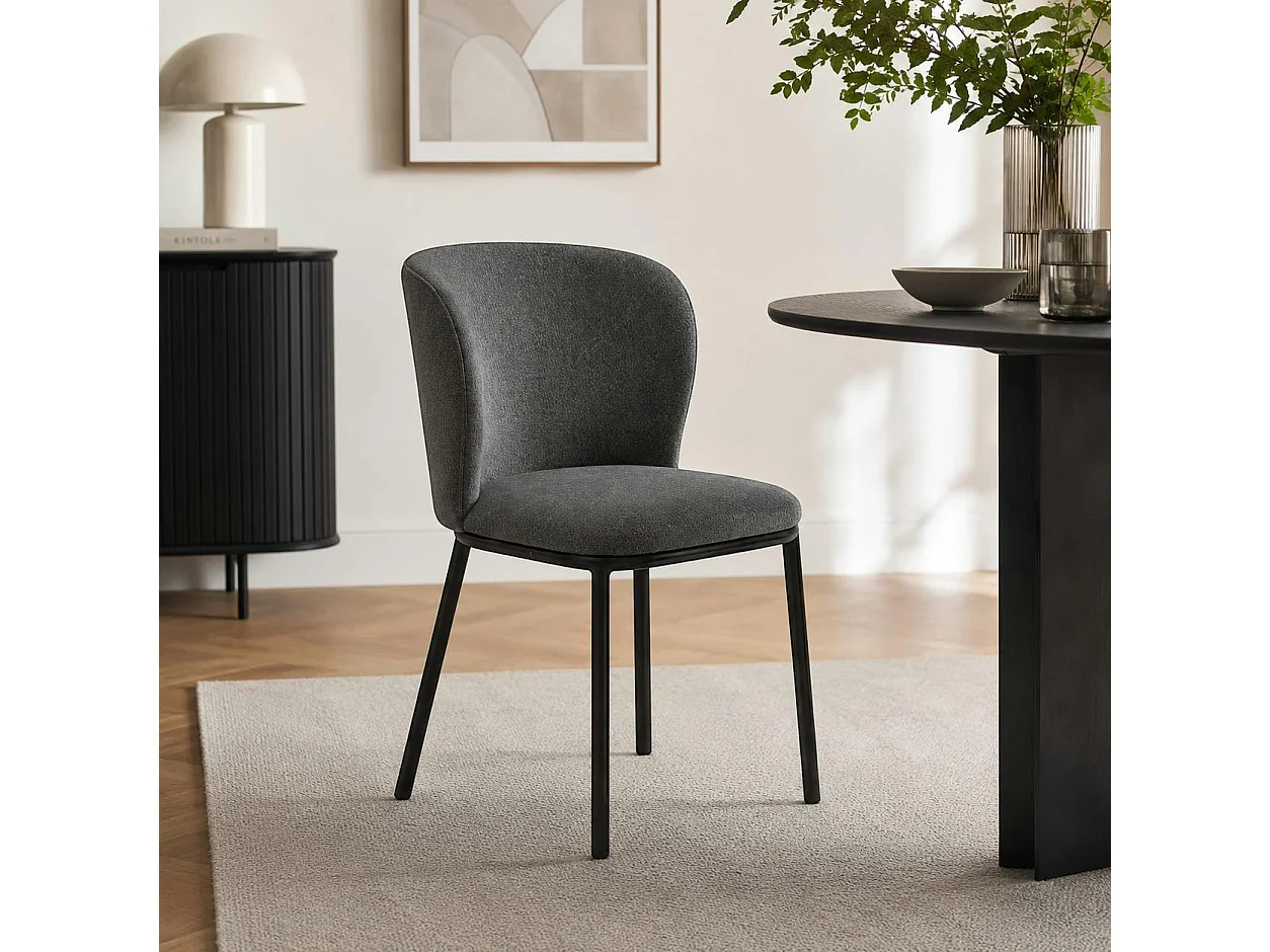 Chaise tissu gris foncé dossier courbe (x2) AUREN