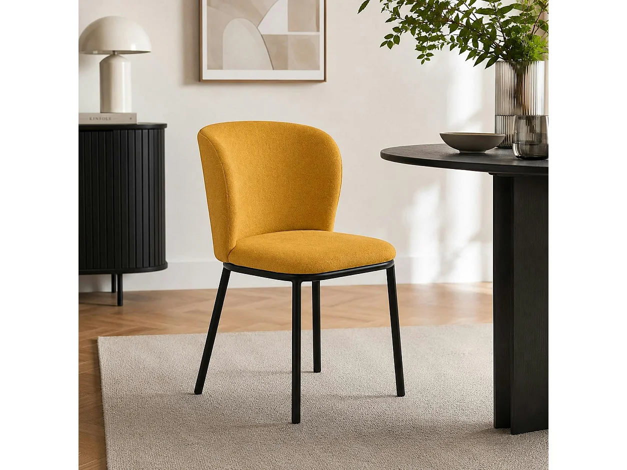 Chaise tissu moutarde dossier courbe (x2) AUREN