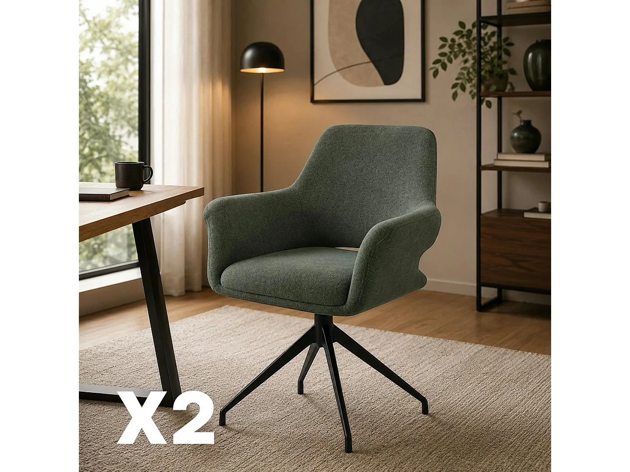 Fauteuil de table pivotant vert (x2) AUREN