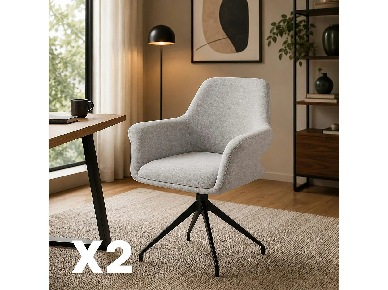 Fauteuil de table pivotant gris clair (x2) AUREN