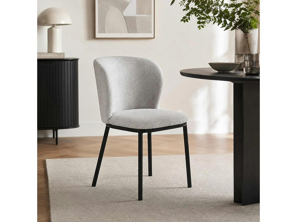 Chaise tissu gris clair dossier courbe (x2) AUREN