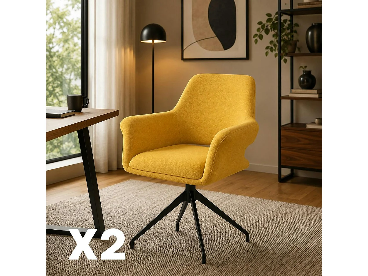 Fauteuil de table pivotant moutarde (x2) AUREN