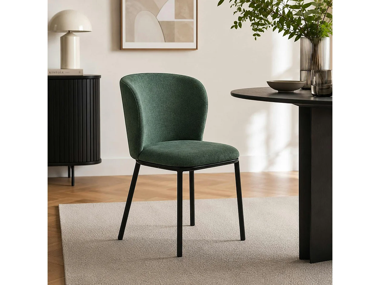 Chaise tissu vert dossier courbe (x2) AUREN