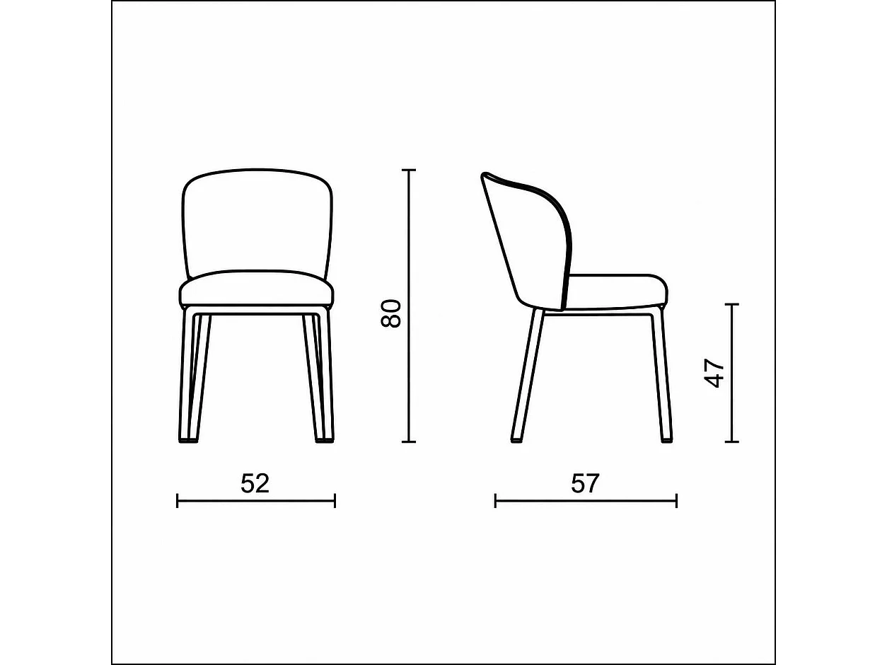 Chaise tissu vert dossier courbe (x2) AUREN