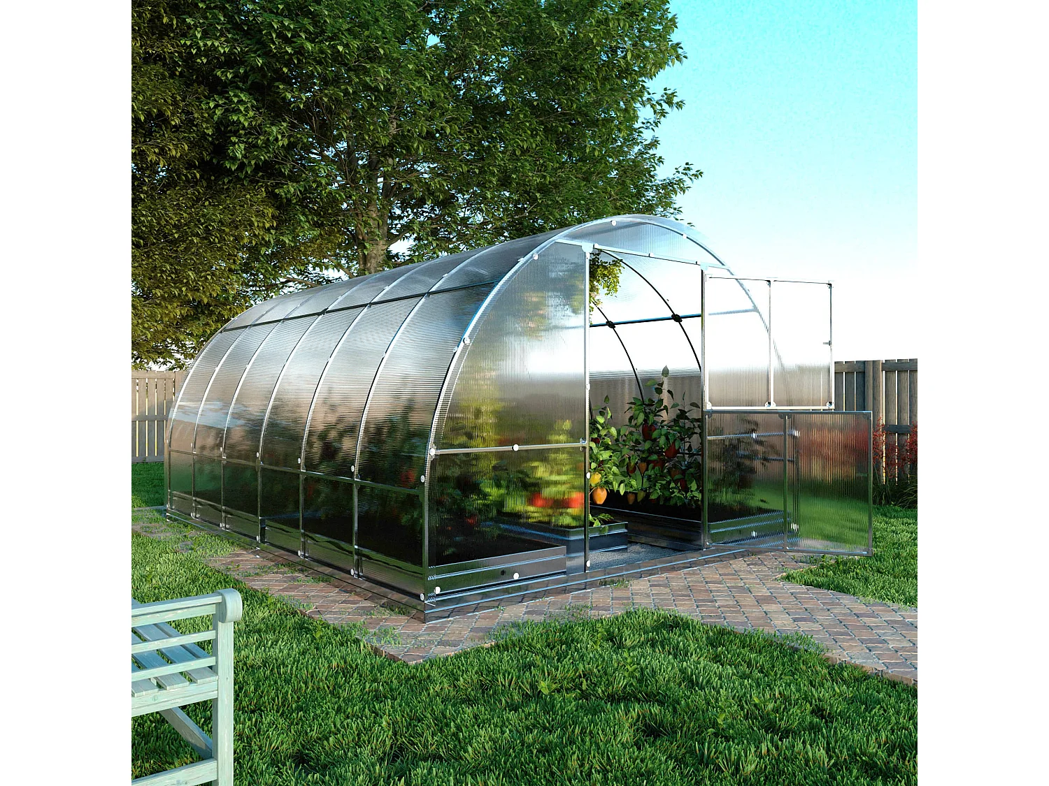 KLASIKA TUBE PREMIUM Gewächshaus 3x4m mit 6mm Polycarbonat-Abdeckung, Stahlrahmen und Zubehör
