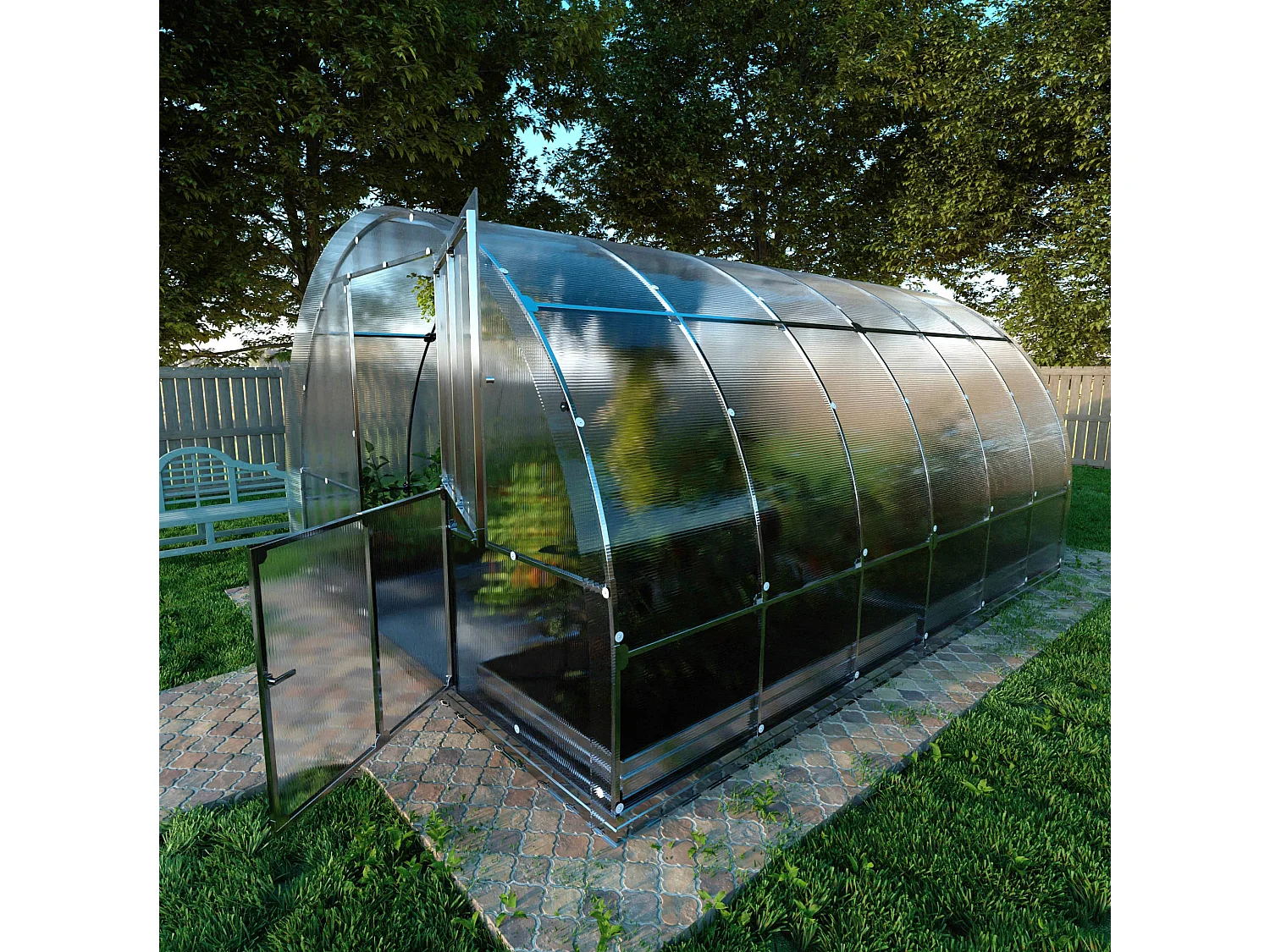 KLASIKA TUBE PREMIUM Gewächshaus 3x4m mit 6mm Polycarbonat-Abdeckung, Stahlrahmen und Zubehör