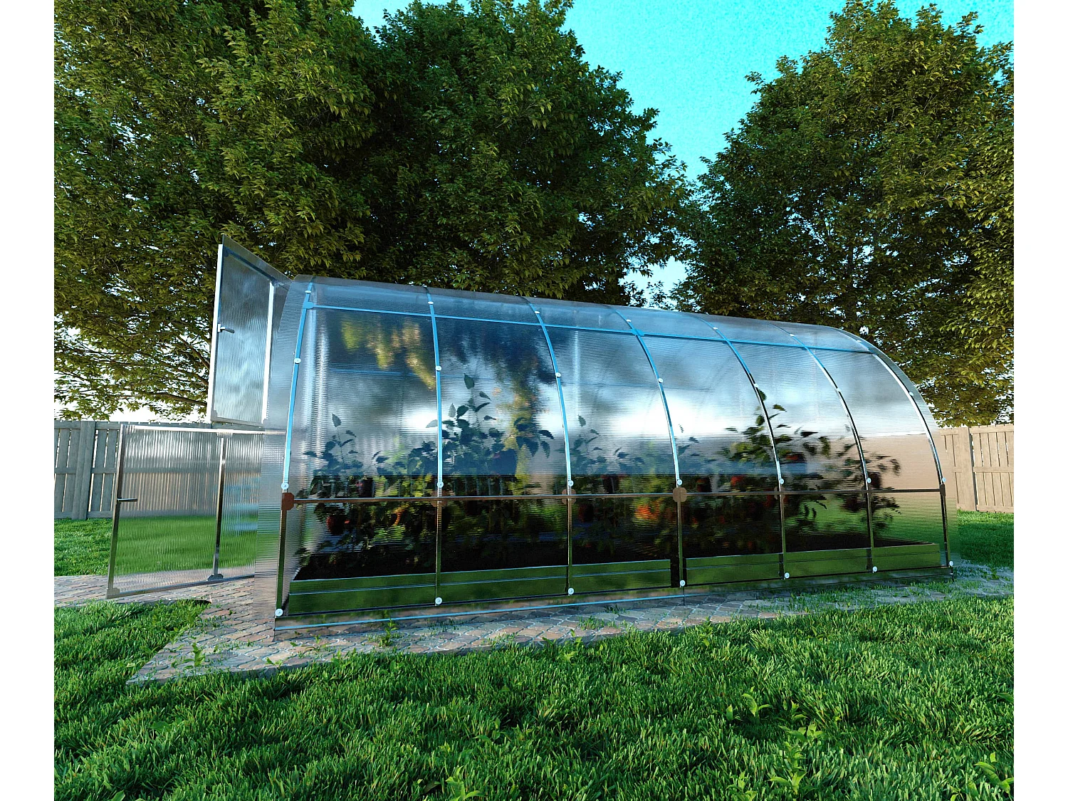 KLASIKA TUBE PREMIUM Gewächshaus 3x4m mit 6mm Polycarbonat-Abdeckung, Stahlrahmen und Zubehör