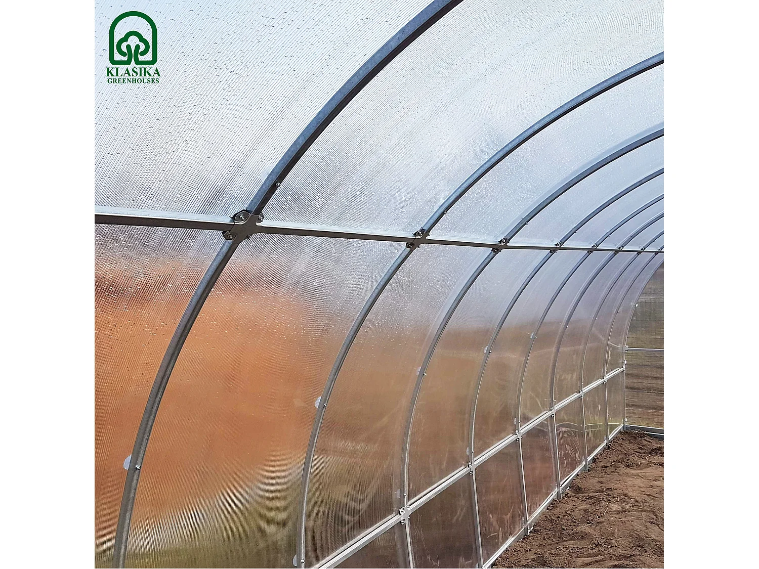 KLASIKA TUBE PREMIUM Gewächshaus 3x4m mit 6mm Polycarbonat-Abdeckung, Stahlrahmen und Zubehör